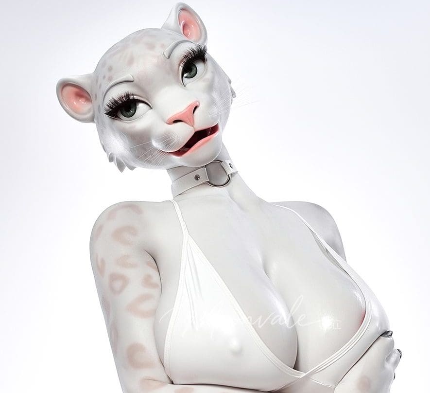 Moonvale Doll 165 cm ( 5.41’ ) - Full Silicone - Sexy Anime Furry Girl White Panther Realistic Big Breasts Sex Doll - Velara